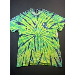 Santa Cruz Tie Dye Screaming Hand Graphic‎ T-Shirt Green Purple Men's Medium